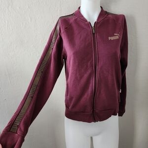 Puma Metallic Logo Track Jacket Maroon Gold Medium